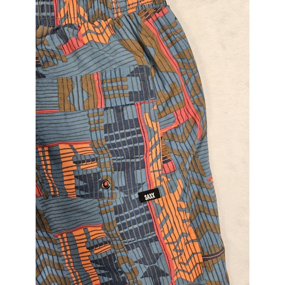 SAXX‎ Cannonball 2N1 Swim Shorts Mens Medium Aztec Print Print Ball Park Pouch